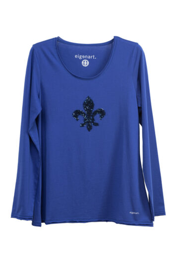 Lilienshirt Langarm blau mit blauer Lilie